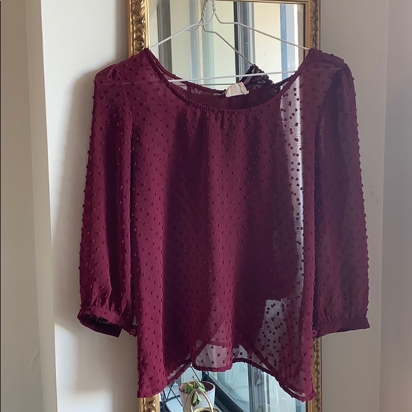 Sheer Wine Pins and Needles Top - Picture 1 of 4